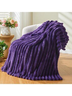 Super Soft Purple Throw Blanket - Premium Silky Flannel Fleece, Lightweight, All